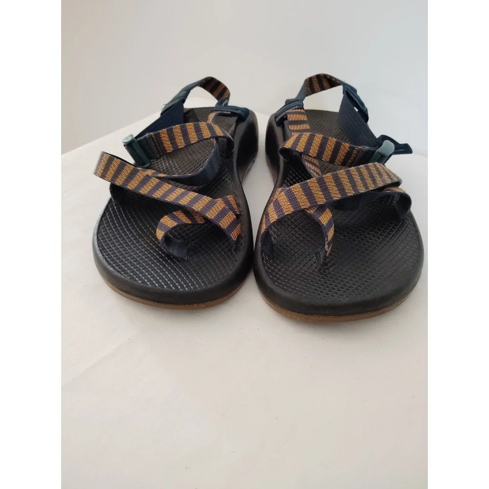 Chaco Z/1 Classic Men 10 Vibram Sole Navy Rust Stripe Sport Hiking Sandals EUC